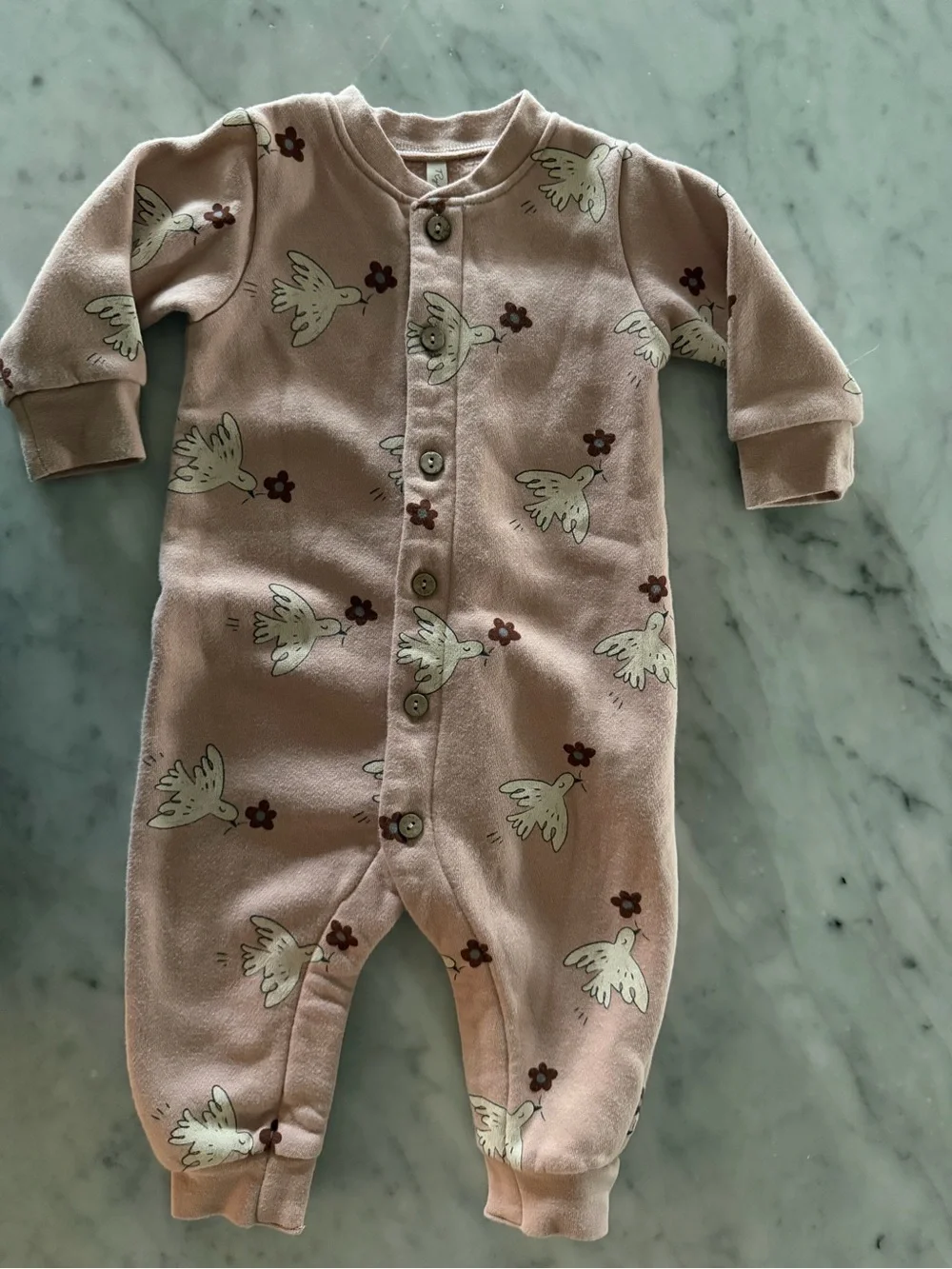 Rylee + Cru Soft Pink Dove Print One-Piece